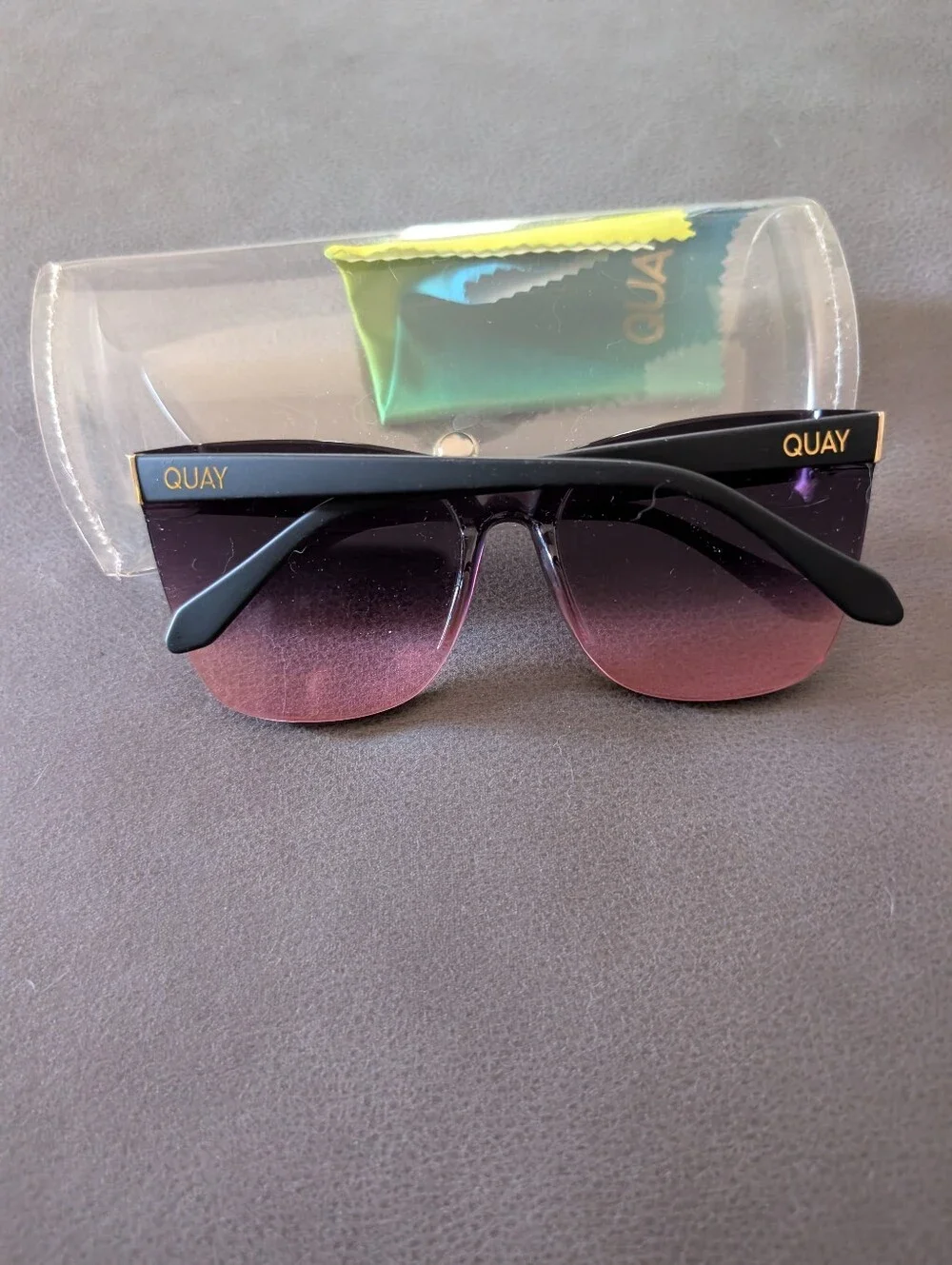 Quay Women’s Gradient Black to Pink Cat Eye Sunglasses